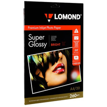 Фотобумага суперглянцевая ярко-белая для струйной фотопечати "Lomond"