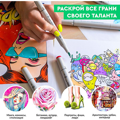 Набор маркеров перманентных двусторонних "Sketchmarker Portrait Set", 24 шт. - 8