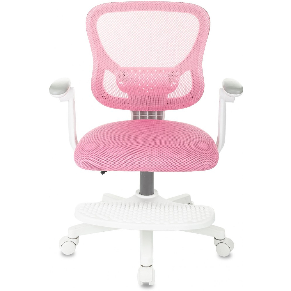 Кресло детское Бюрократ Burokids 3, сетка, ткань, пластик, корпус белый, подставка для ног, розовый - 7