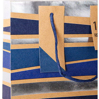 Пакет бумажный подарочный "Male stripe", 26.5x14x33 см - 5