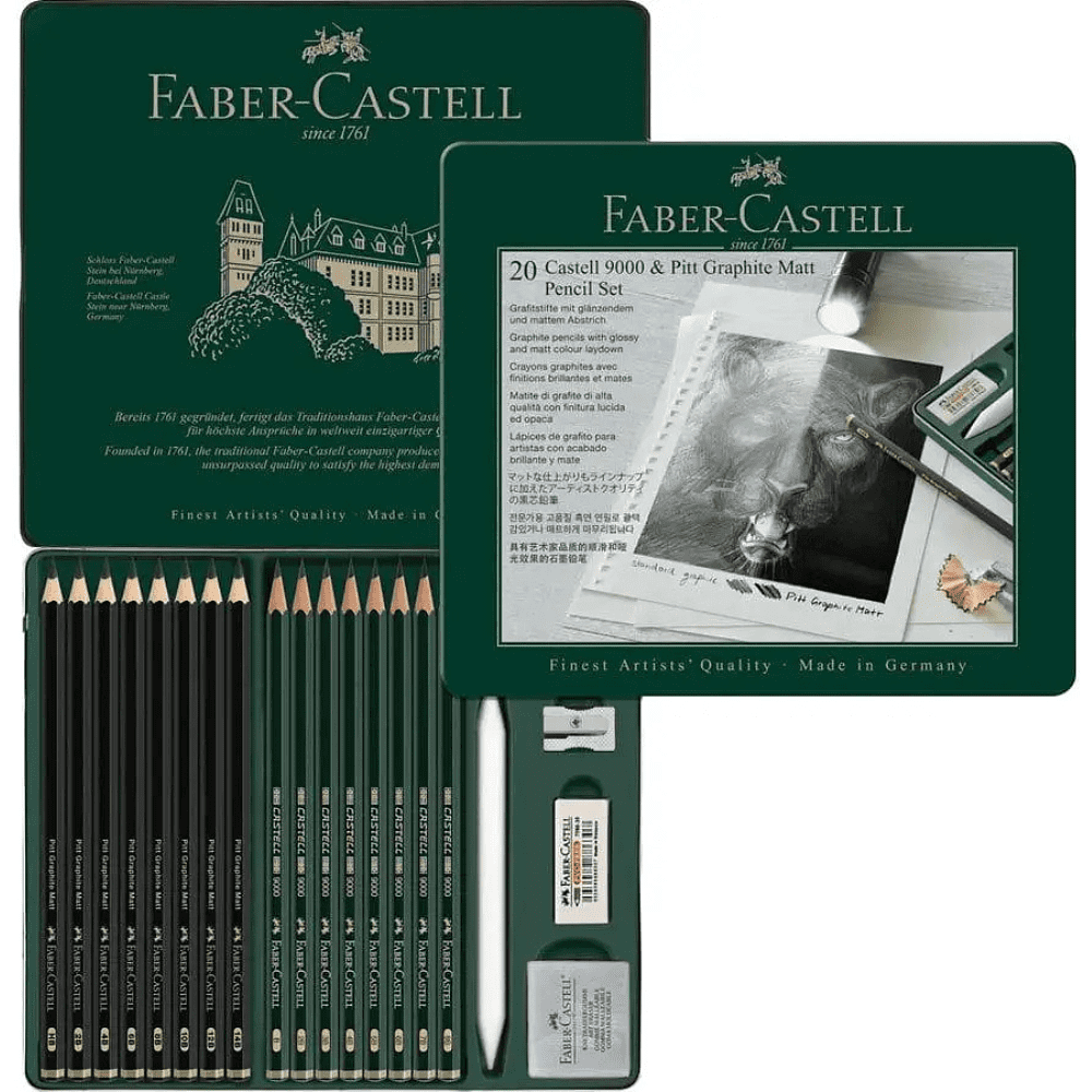 Карандаш чернографитный "Castell 9000", 20 штук,  в металлическом футляре - 3