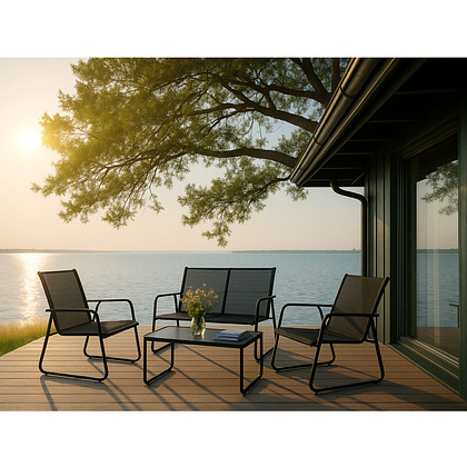 Комплект мебели садовой AksHome VERANDA (кресло 2 шт, диван 1 шт, стол 1 шт), черный - 19