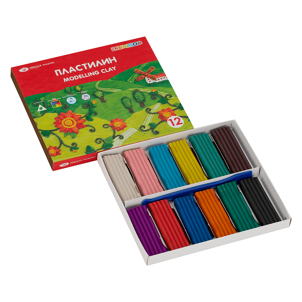 Пластилин "Цветик", 12 цветов - 4