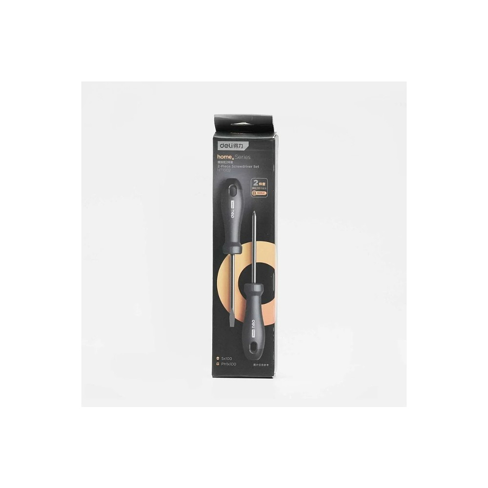 Набор отверток Deli HS EHT1002, 2 шт.(PH1х100,SL5х100), Soft Touch, черный - 9
