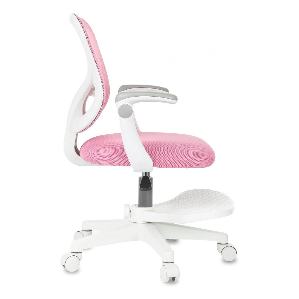 Кресло детское Бюрократ Burokids 3, сетка, ткань, пластик, корпус белый, подставка для ног, розовый - 5
