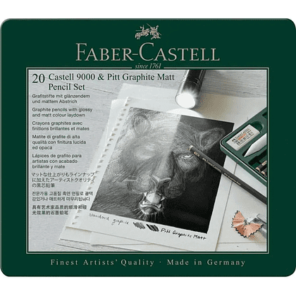 Карандаш чернографитный "Castell 9000", 20 штук,  в металлическом футляре