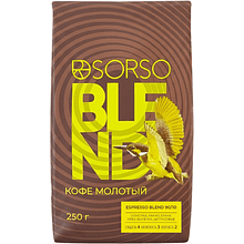 Кофе "Sorso" Espresso Blend 90/10, жареный молотый, 250 гр.