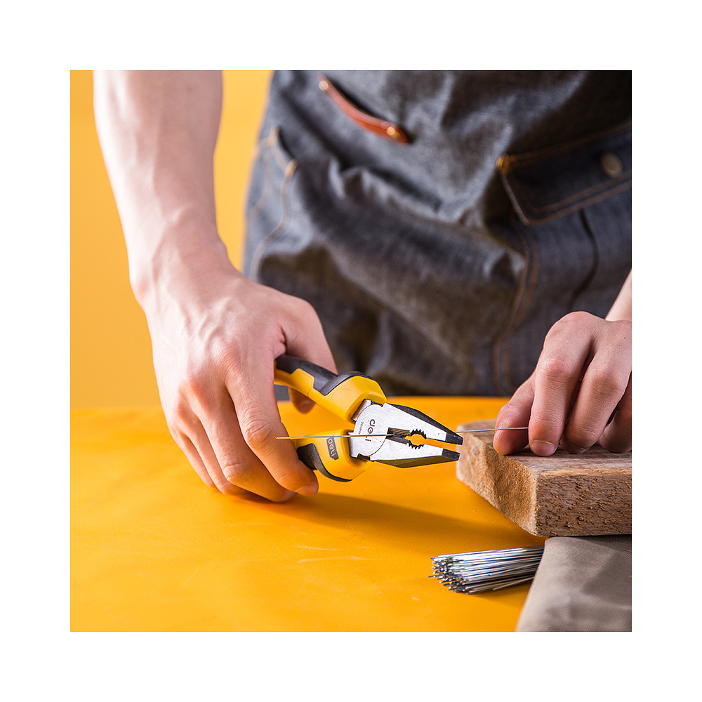 Плоскогубцы "Deli" 200 мм., желтый, черный - 4