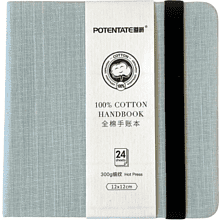 Cкетчбук для акварели "Potentate", горячий пресс, 12х12 см, 300 г/м2, 24 листа, серый