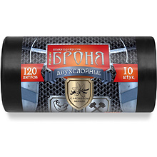 Мешки для мусора Ромашка Броня, 120 л, ПВД, 60 мкм, 70х110 см, 10 шт/рулон, черный