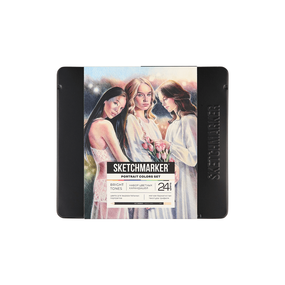 Карандаши цветные "Sketchmarker Портрет", набор 24 цвета, жестяной пенал - 5