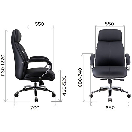 Кресло для руководителя EVERPROF MAXI экокожа, черный, крестов. алюминий - 6