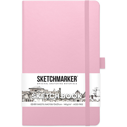 Скетчбук "Sketchmarker", 13x21 см, 140 г/м2, 80 листов, розовый