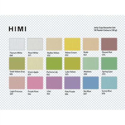 Краски гуашевые "Himi Jelly Cup. Pastel colors", 18 цветов, кювета, фиолетовый футляр - 11