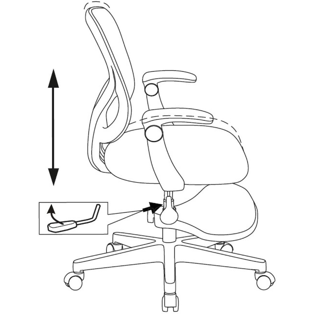 Кресло детское Бюрократ Burokids 3, сетка, ткань, пластик, корпус белый, подставка для ног, серый - 13