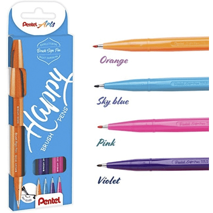 Маркер-кисть "Brush Sign pen. Happy", 4 шт - 2