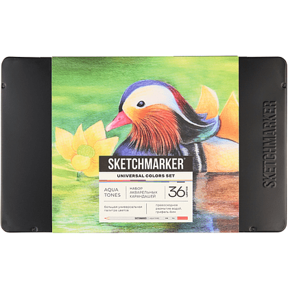 Цветные карандаши акварельные "Sketchmarker Универсальный", набор 36 цветов, жестяной пенал