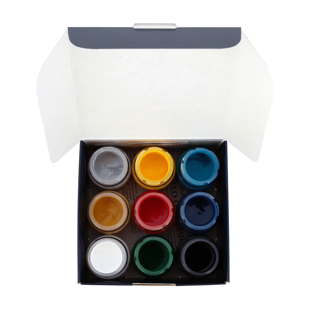 Краска акриловая по ткани "Декола", набор 9 цветов, 20 мл, банки - 5