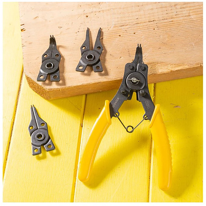 Съемники стопорных колец Deli YS EDL104506, 150 мм, 4-в-1, 4 насадки, желтый, черный - 4