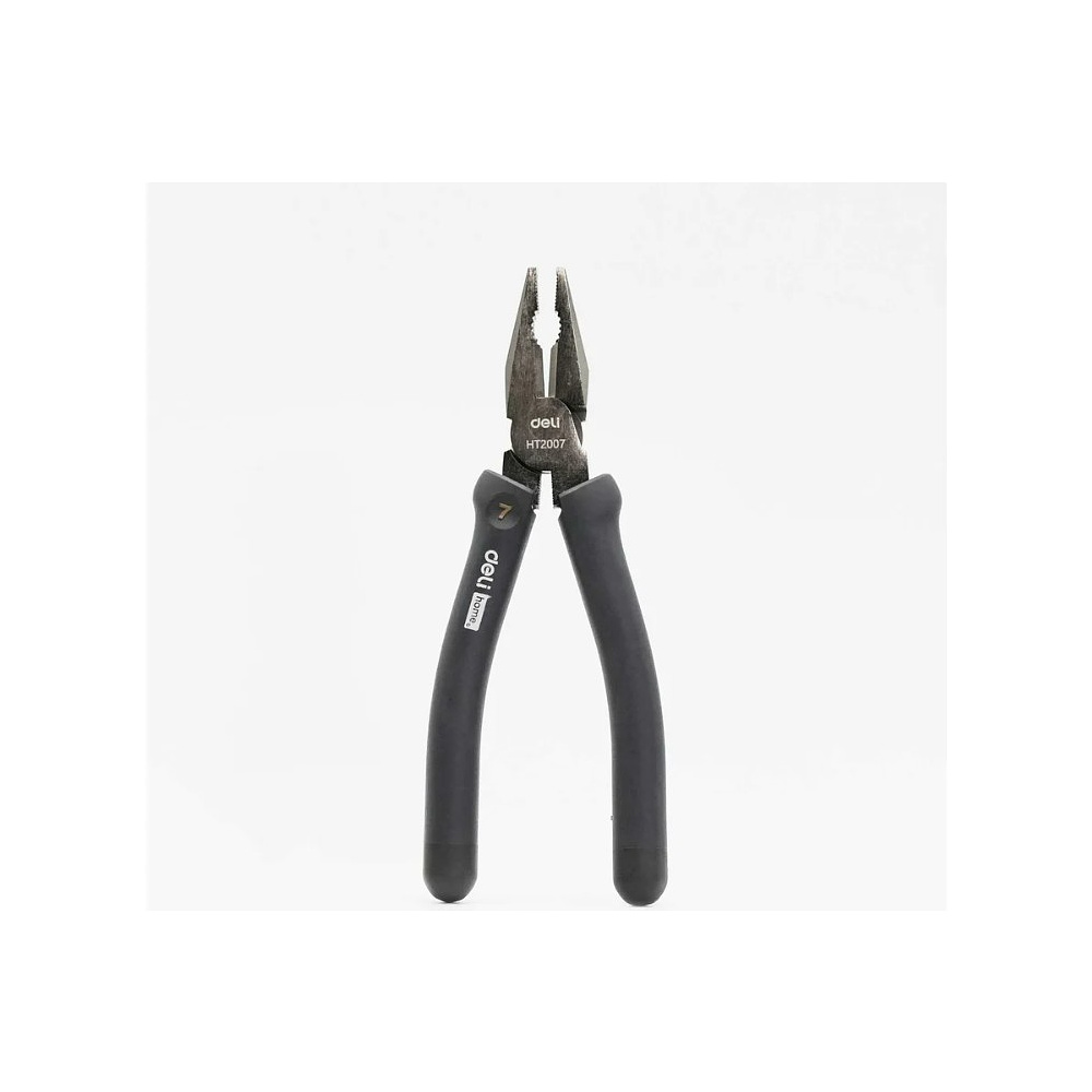 Длинногубцы Deli HS EHT2007, 180 мм, Soft Touch, черный - 3