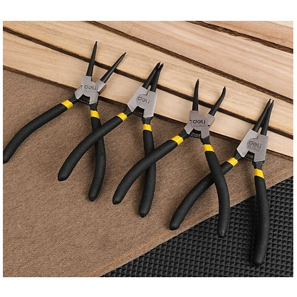 Съемники стопорных колец Deli YS EDL20521-4, 180 мм., набор 4 шт., желтый, черный - 4