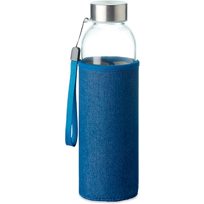 Бутылка для воды "Utah Denim", стекло, 500 мл, прозрачный, синий