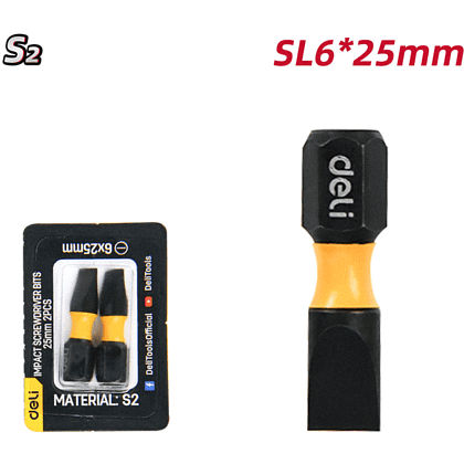 Бита ударная Deli YS EDL251005Z, 2 шт., SL6 x 25 мм - 5