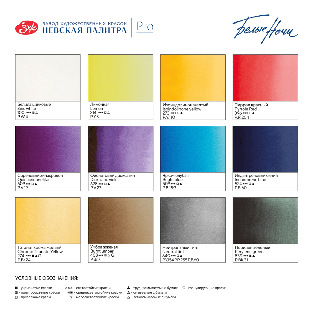 Краски акварельные "Белые ночи Ботанический атлас", набор 12 цветов, кюветы - 5