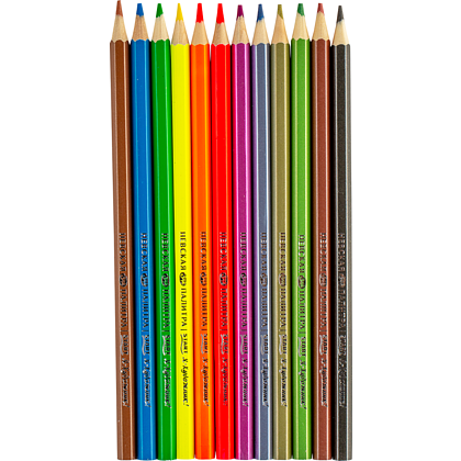 Цветные карандаши "Я-Художник!", 12 шт, шестигранные, 6 неон, 6 металлик  - 4