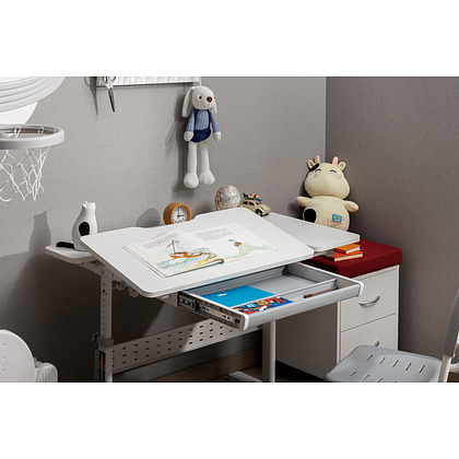 Комплект Ergosmart ученический Smart 100: парта E603 GREY, полка к парте E611 WHITE, накладка  на стол Е511 - 12