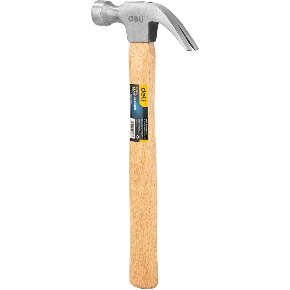 Молоток-гвоздодер Deli YS EDL5250, 0,5 кг, деревянная рукоятка - 2