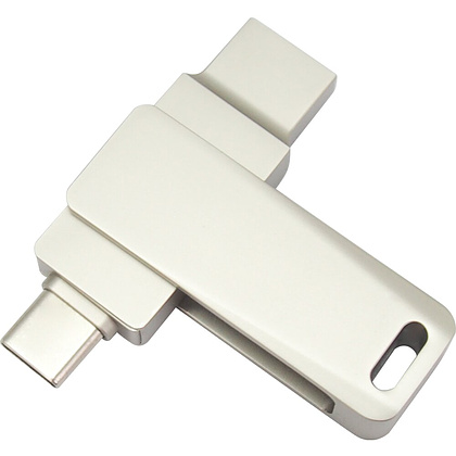 USB Flash накопитель 3.0 32 Gb СК-046, TypeC Dual, металл, серебристый   - 2