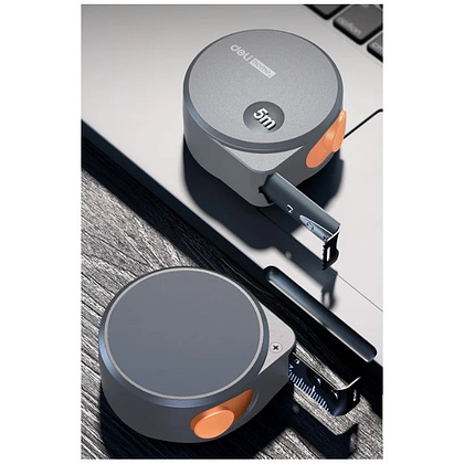 Рулетка Deli HS HT8519C, 5 м х 19 мм, Soft Touch, оранжевый - 6