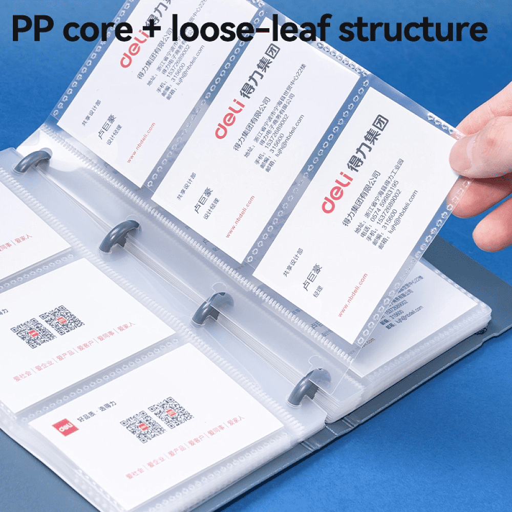 Визитница настольная "Deli", 140х198 мм, 90 карт, черный - 3