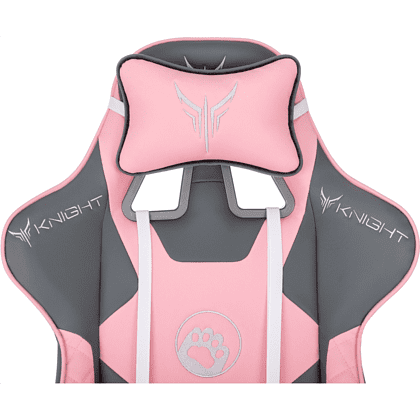Кресло игровое Бюрократ Knight "Catzy", экокожа, пластик, серый, розовый - 15