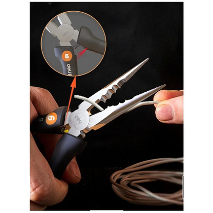 Длинногубцы Deli HS HT2106C, 160 мм, Soft Touch, оранжевый - 4