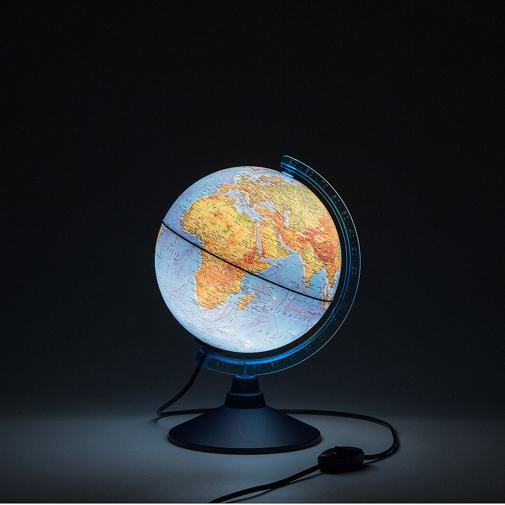 Глобус физический "Мир" с подсветкой, 21 см - 2