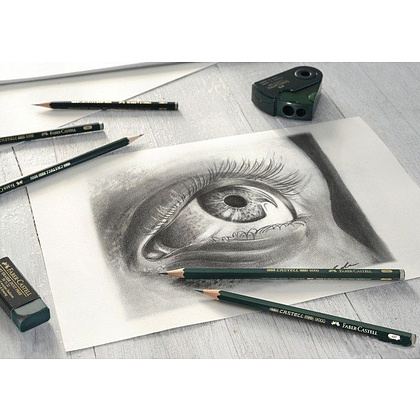 Набор карандашей чернографитных "Castell 9000", HB-8B, 6 шт., в металлической коробке - 4