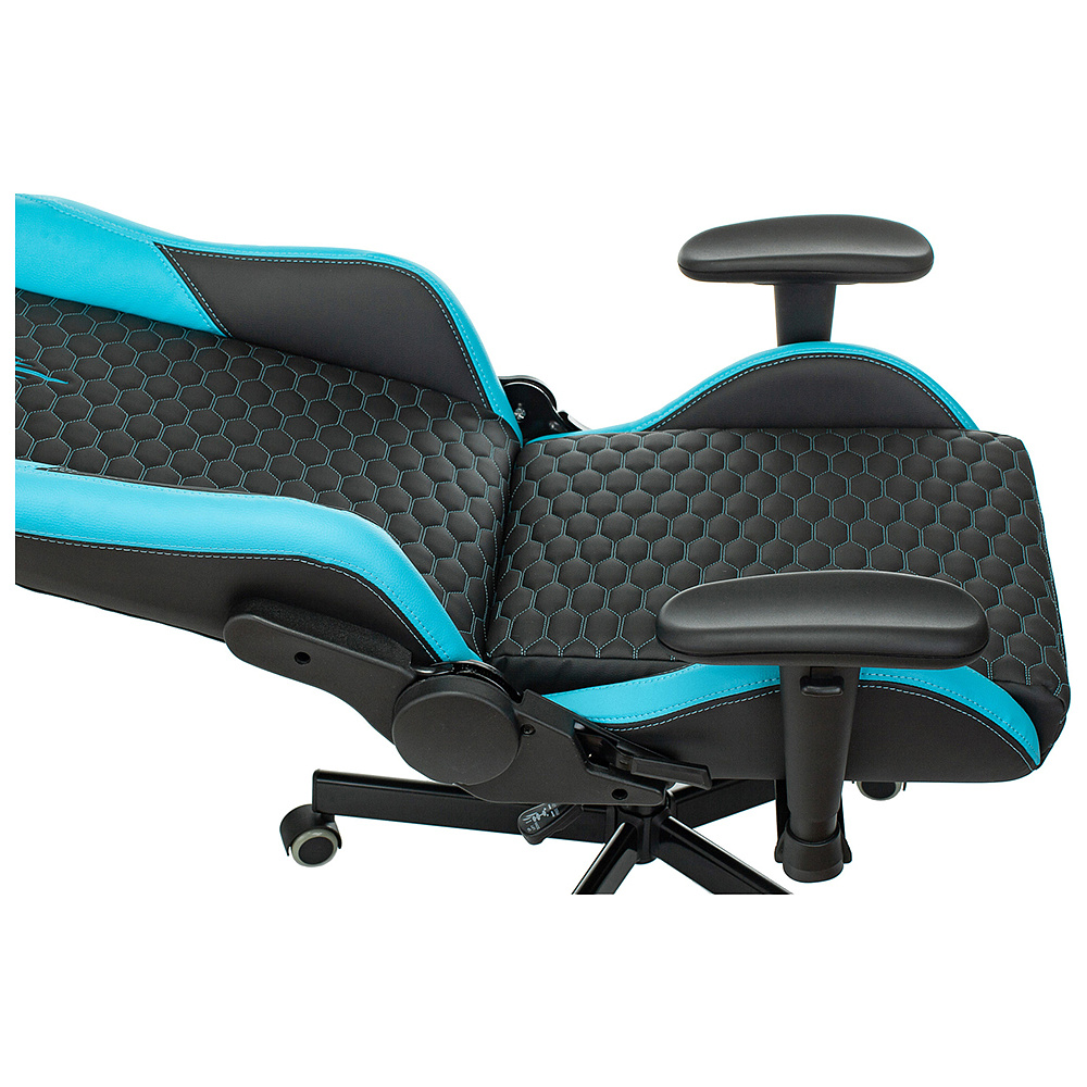 Кресло игровое "Knight Neon", экокожа, металл, черный, голубой - 10