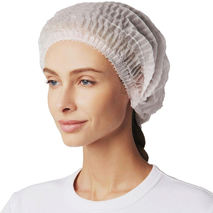 Шапочка одноразовая нетканая, 12 г/м2, 100 шт/упак, белый