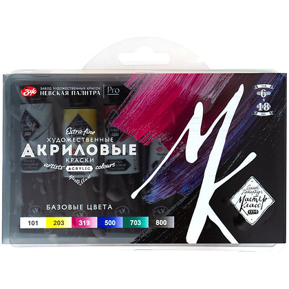 Краски акриловые "Мастер Класс базовые цвета", набор 6 цветов, 18 мл.