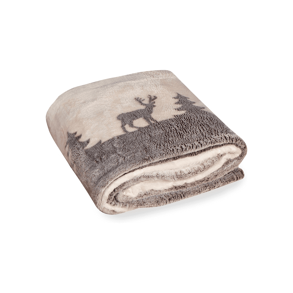 Плед "Новогодний", светящийся, флис., бежевый