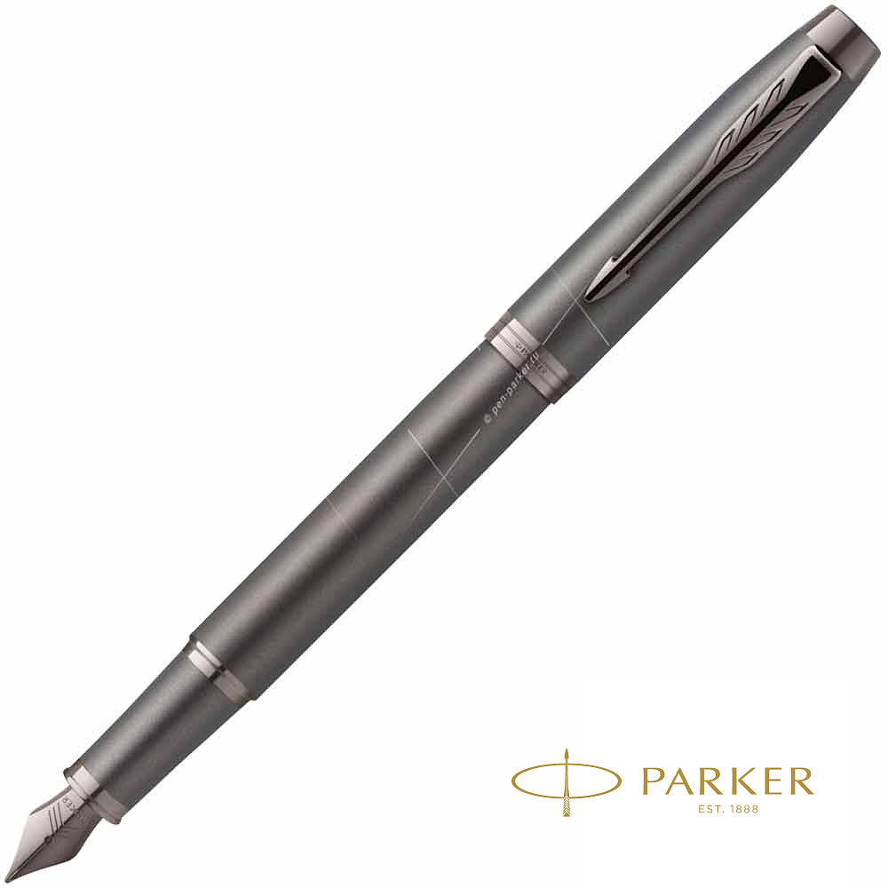 Ручка перьевая Parker "IM Monochrome F328", серый, патрон синий