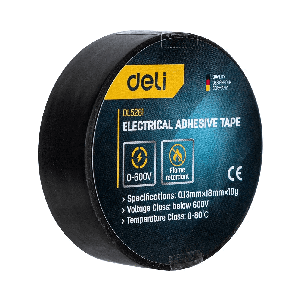 Изолента ПВХ Deli YS EDL5261, 18 мм x 10 м, 130 мкм, черная