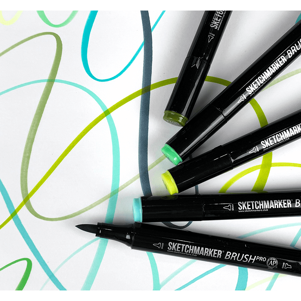 Маркер перманентный двусторонний "Sketchmarker Brush", G41 мох - 5