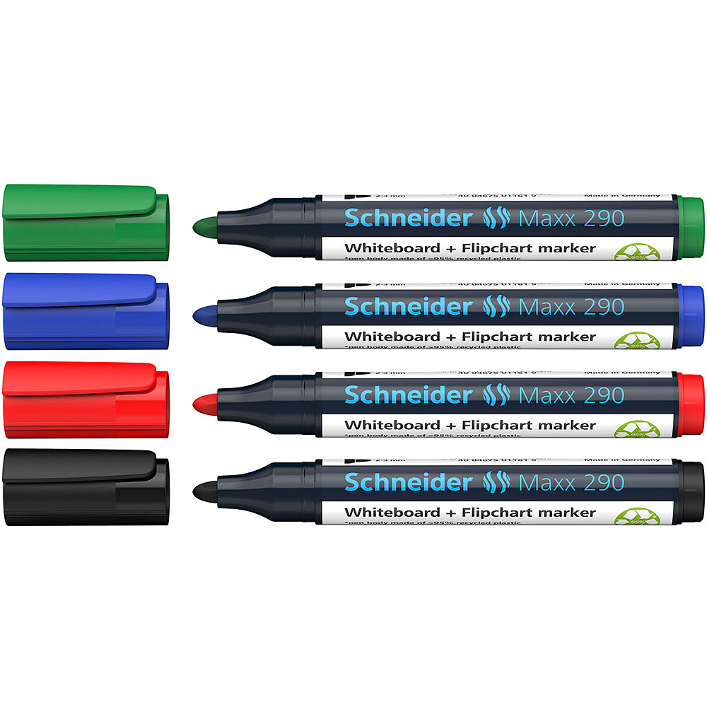 Набор маркеров для доски "Schneider Maxx 290", 4 шт, ассорти 