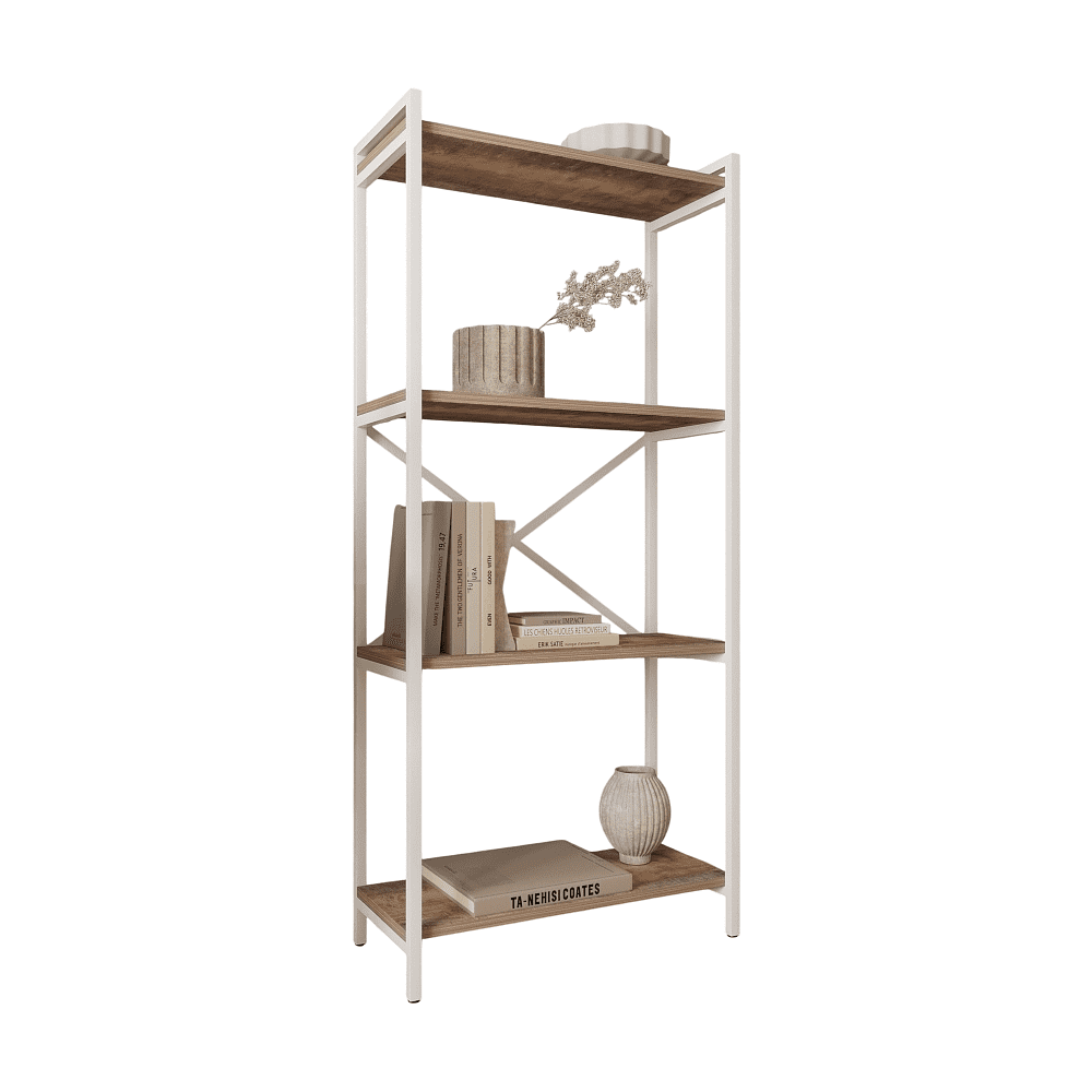 Стеллаж ALLERD RION, белый муар, 675х300х1500, австралийское дерево