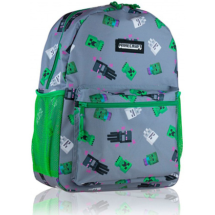 Рюкзак молодежный "Minecraft", зеленый, серый
