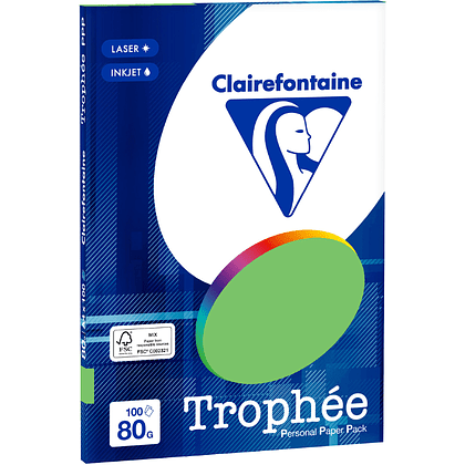 Бумага цветная "Trophée", А4, 100 листов, 80 г/м2, ярко-зеленый
