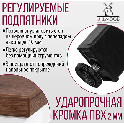 Стол Millwood Сеул, 1200х700 мм, дуб табачный крафт, черный - 8